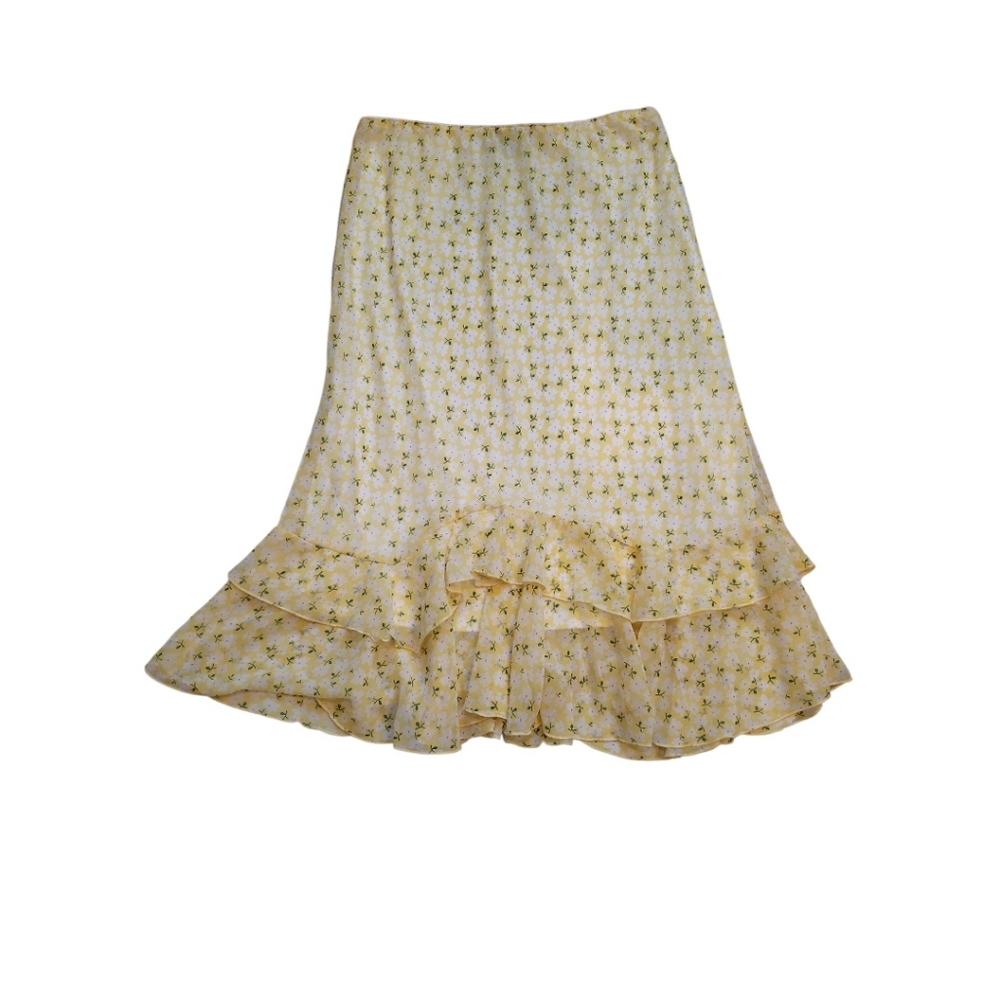 Melissa Paige Midi Floral Skirt with Ruffles